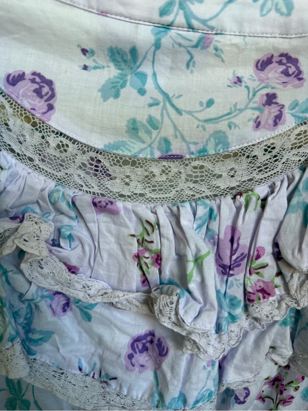 LoveShackFancy Lavender Floral Ruffle Mini Dress Size Large Cottagecore - Picture 8 of 8